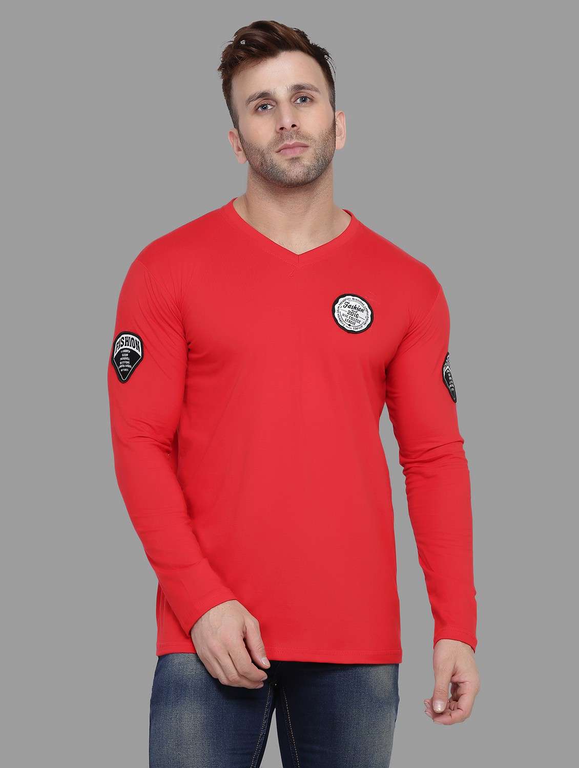 v neck solid t-shirt
