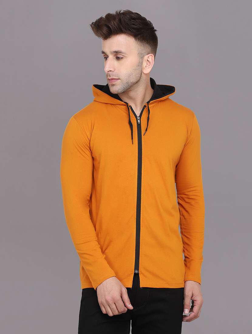 hooded neck zip up t-shirt