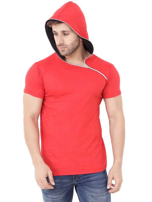 red cotton blend plain t-shirt - 20841322 -  Standard Image - 0