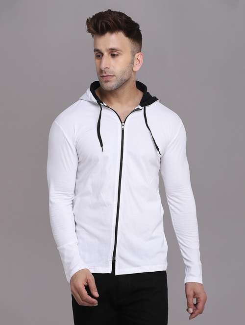 hooded neck solid t-shirt - 20841326 -  Standard Image - 0