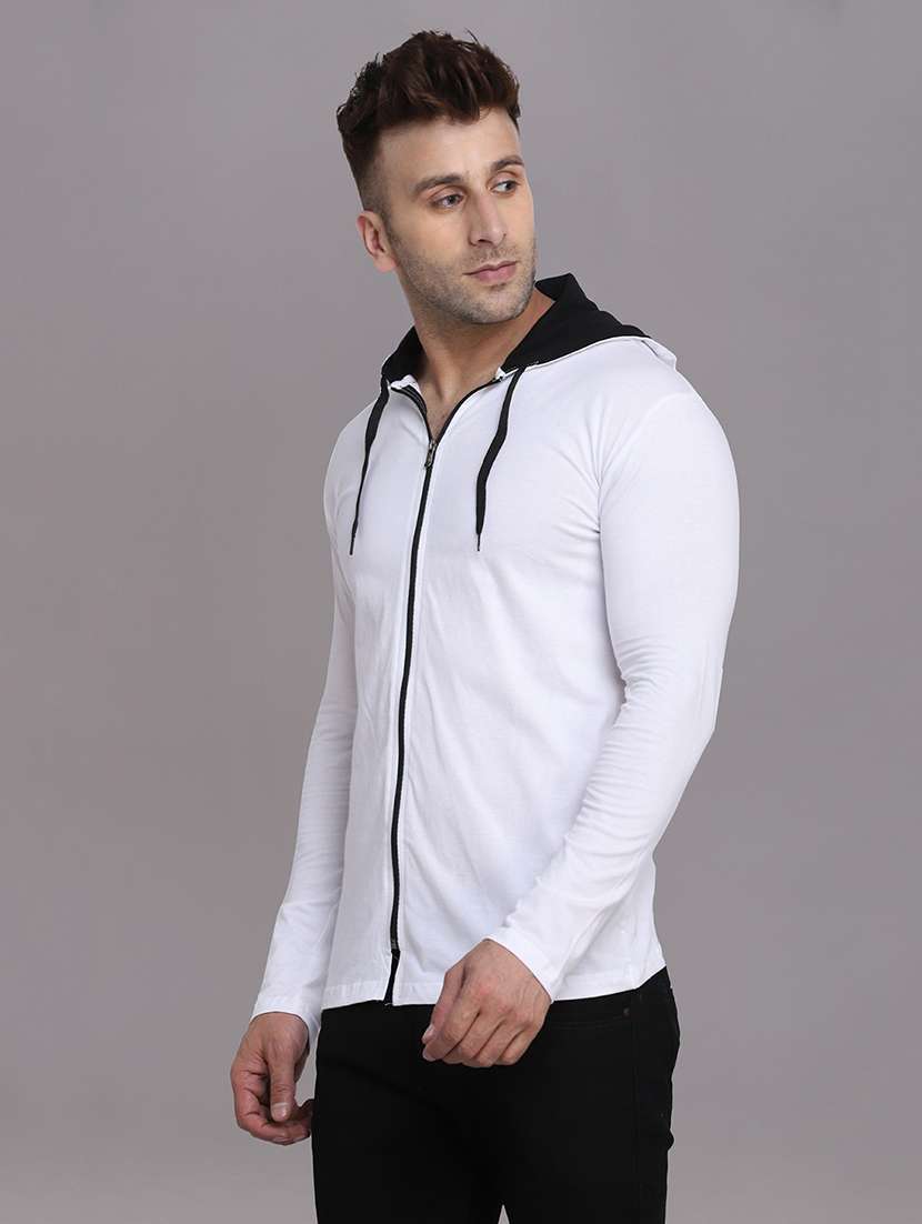 hooded neck solid t-shirt - 20841326 -  Standard Image - 1