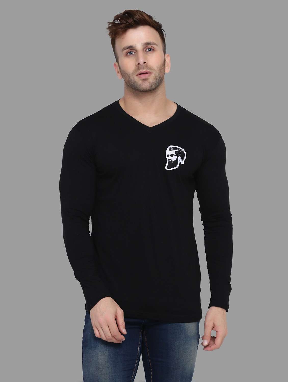 v neck solid t-shirt