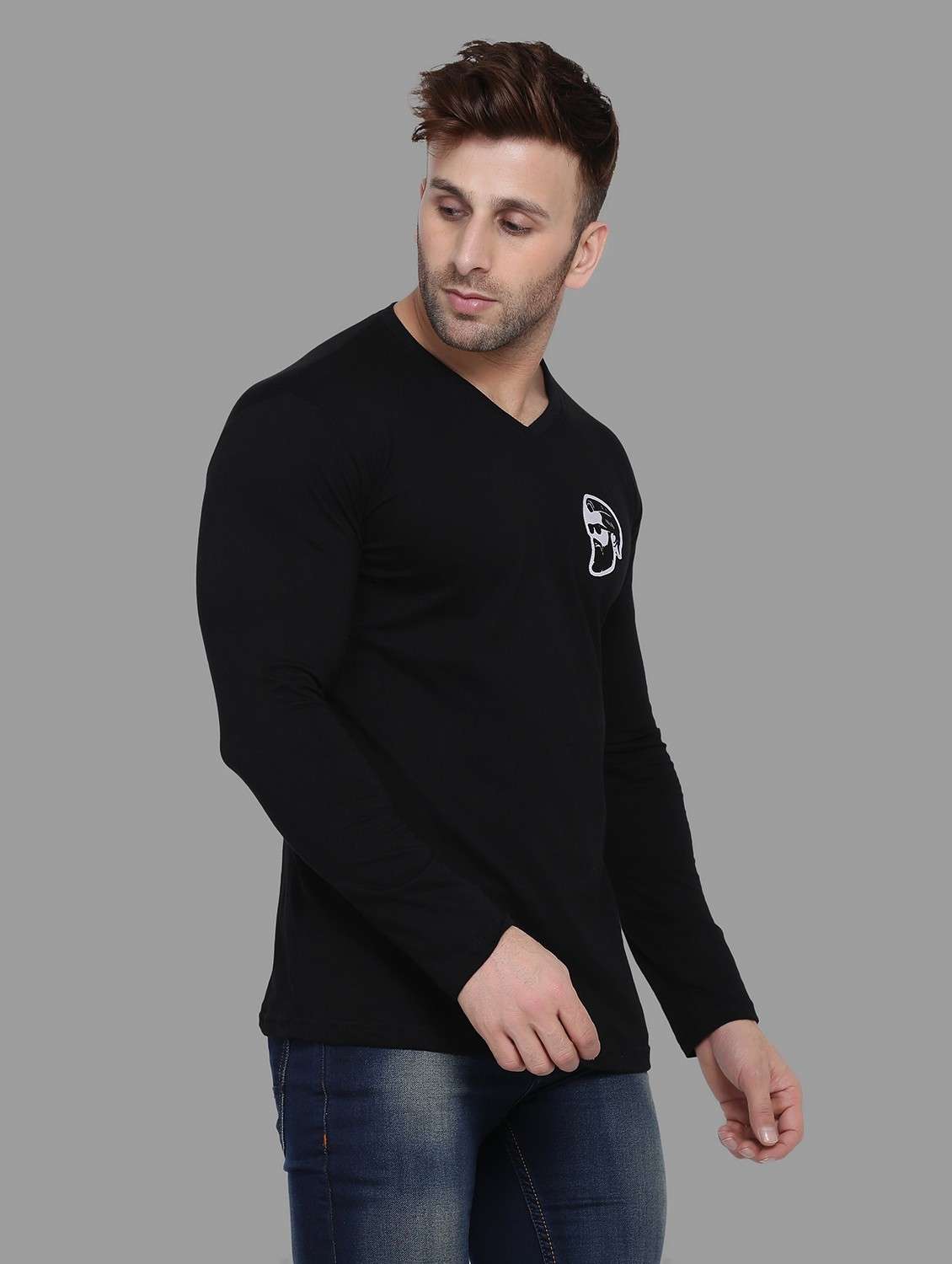 v neck solid t-shirt - 20841331 - Standard Image - 1