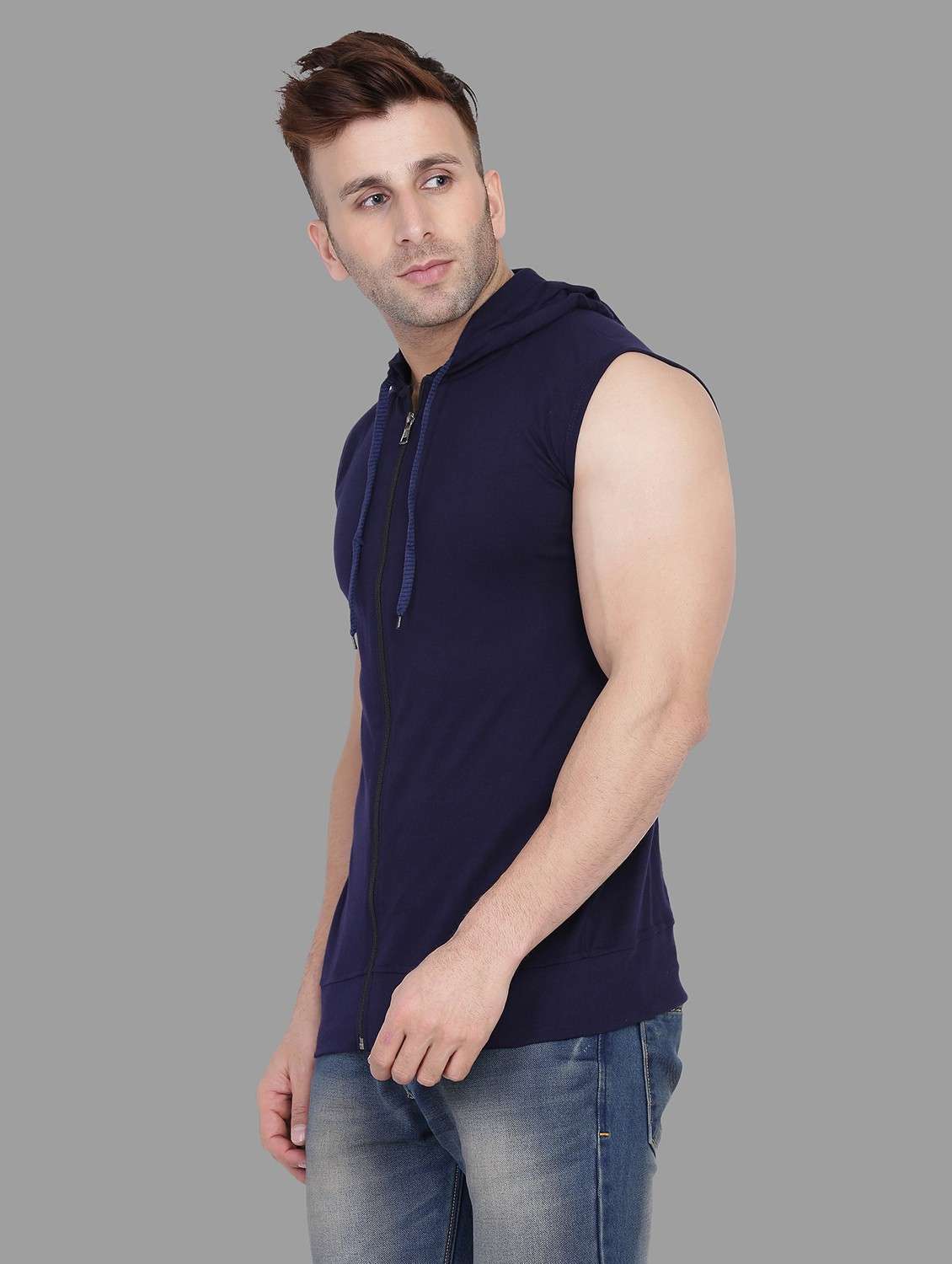 men hooded neck solid t-shirt - 20841334 -  Standard Image - 1