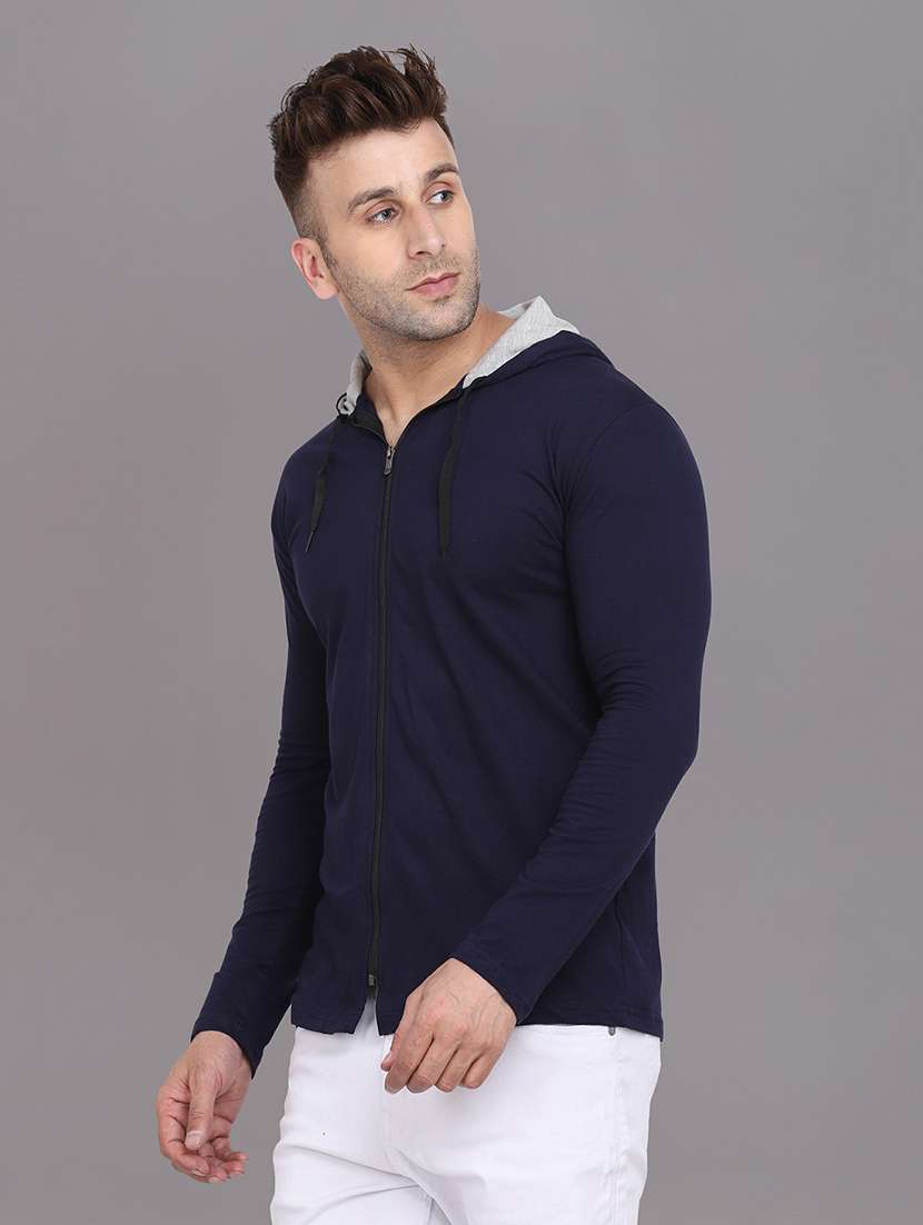 hooded neck solid t-shirt - 20841346 -  Standard Image - 1