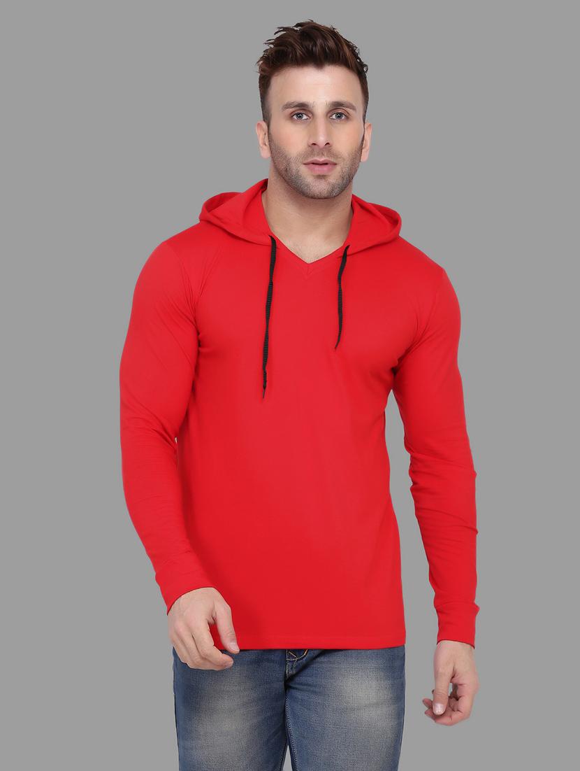 hooded neck solid t-shirt - 20841363 - Zoom Image - 0