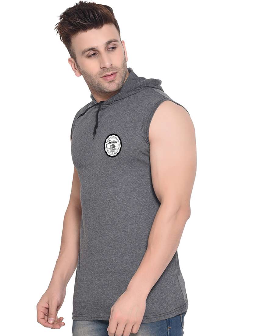 men hooded neck sleeveless t-shirt - 20841417 -  Standard Image - 1