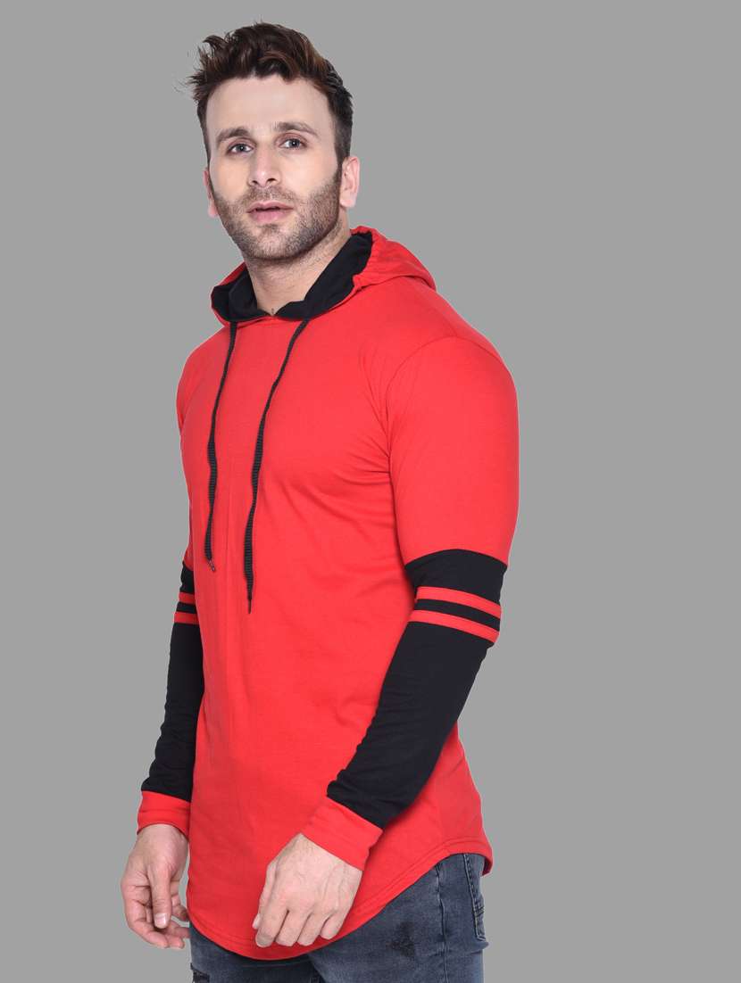 red cotton blend color block t-shirt - 20841455 -  Standard Image - 1