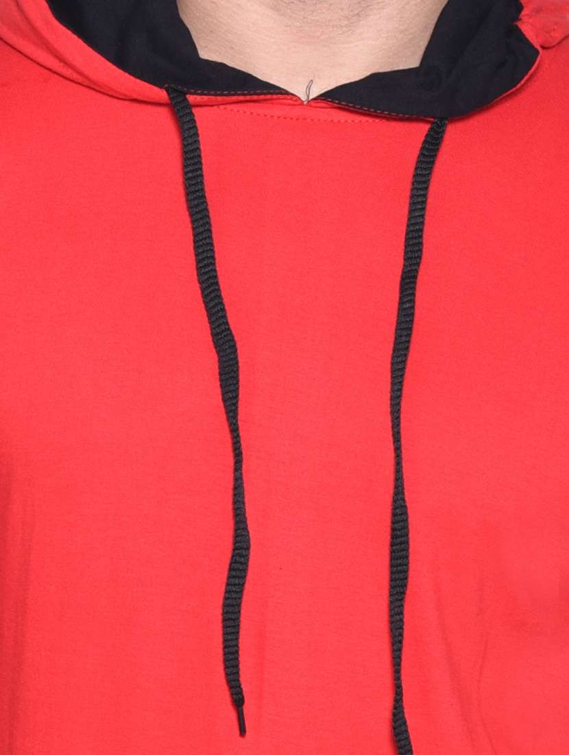 red cotton blend color block t-shirt - 20841455 - Standard Image - 4