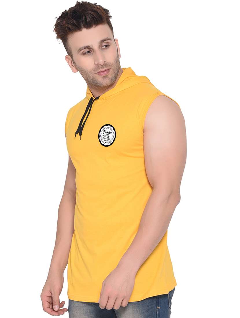 men solid hooded sleeveless t-shirt - 20841466 -  Standard Image - 1