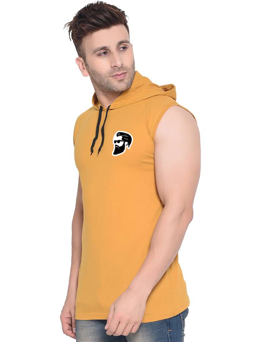 hooded neck solid t-shirt - 20841467 -  Standard Image - 1