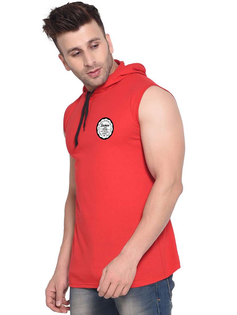 hooded neck solid t-shirt - 20841477 - Standard Image - 1