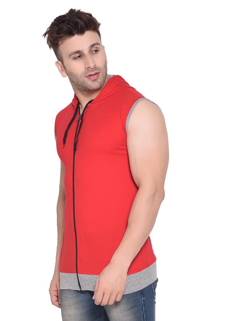 men solid hooded sleeveless t-shirt - 20841505 - Standard Image - 1