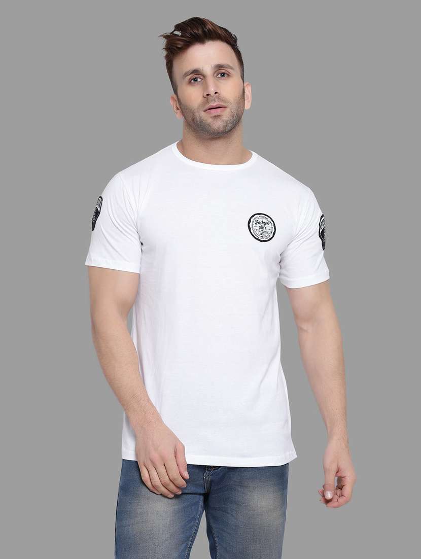 men logo print round neck t-shirt