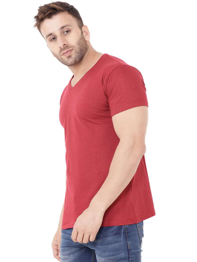 red cotton blend solid t-shirt - 20841551 - Standard Image - 1