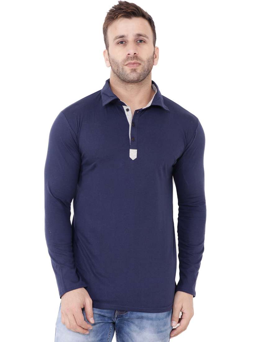 navy blue cotton blend t-shirt