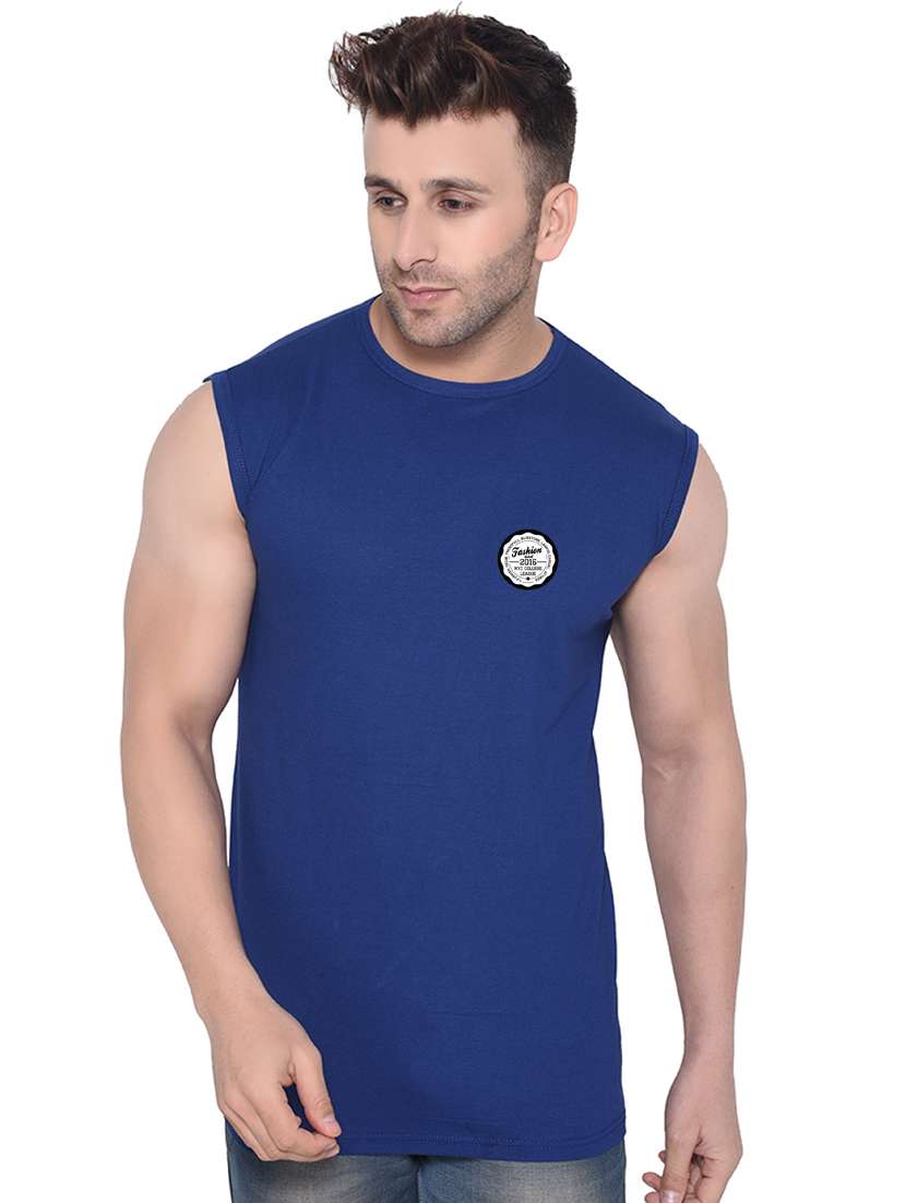 blue cotton blend t-shirt