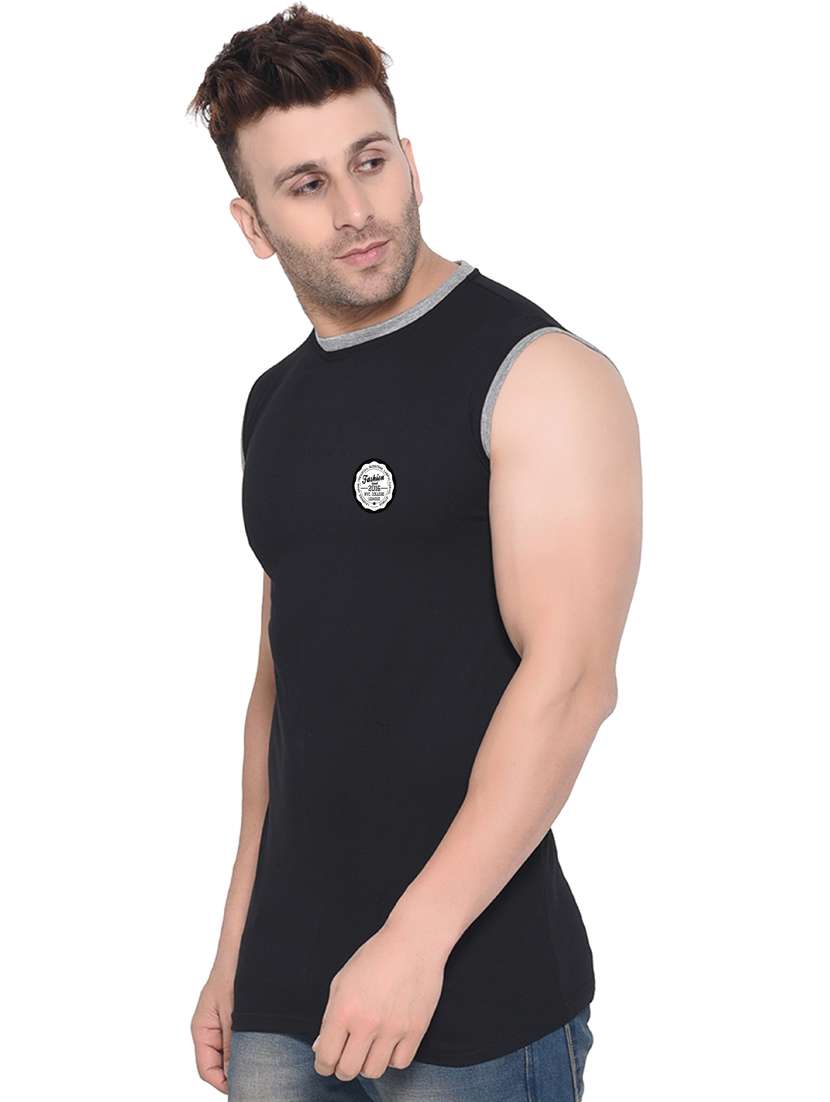 men solid sleeveless t-shirt - 20841571 -  Standard Image - 1