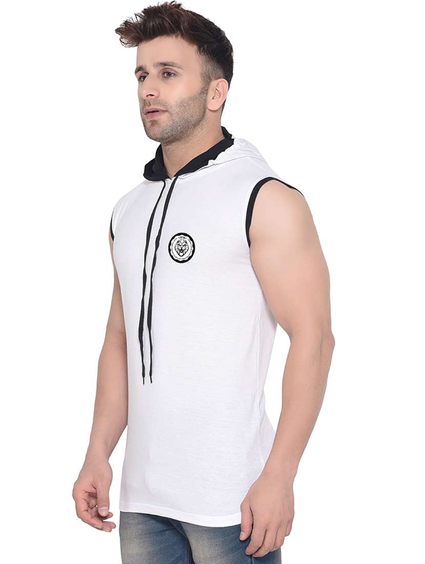 men hooded neck sleeveless t-shirt - 20841593 -  Standard Image - 1