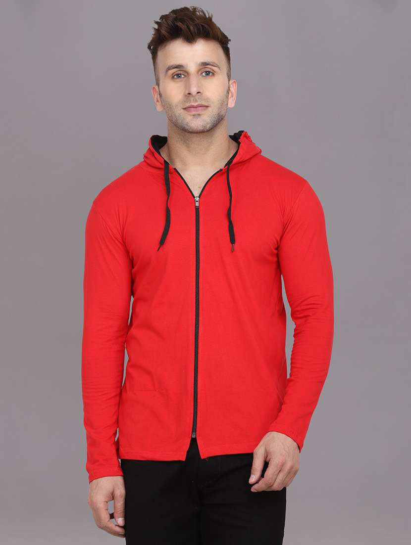 red cotton blend t-shirt