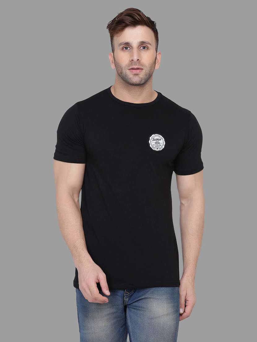 black cotton blend t-shirt