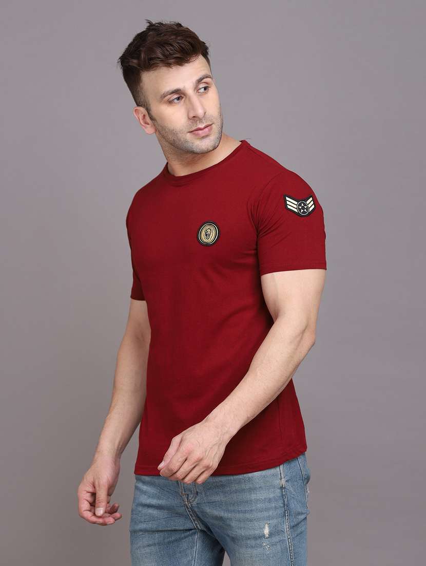 maroon cotton blend t-shirt - 20841683 -  Standard Image - 1