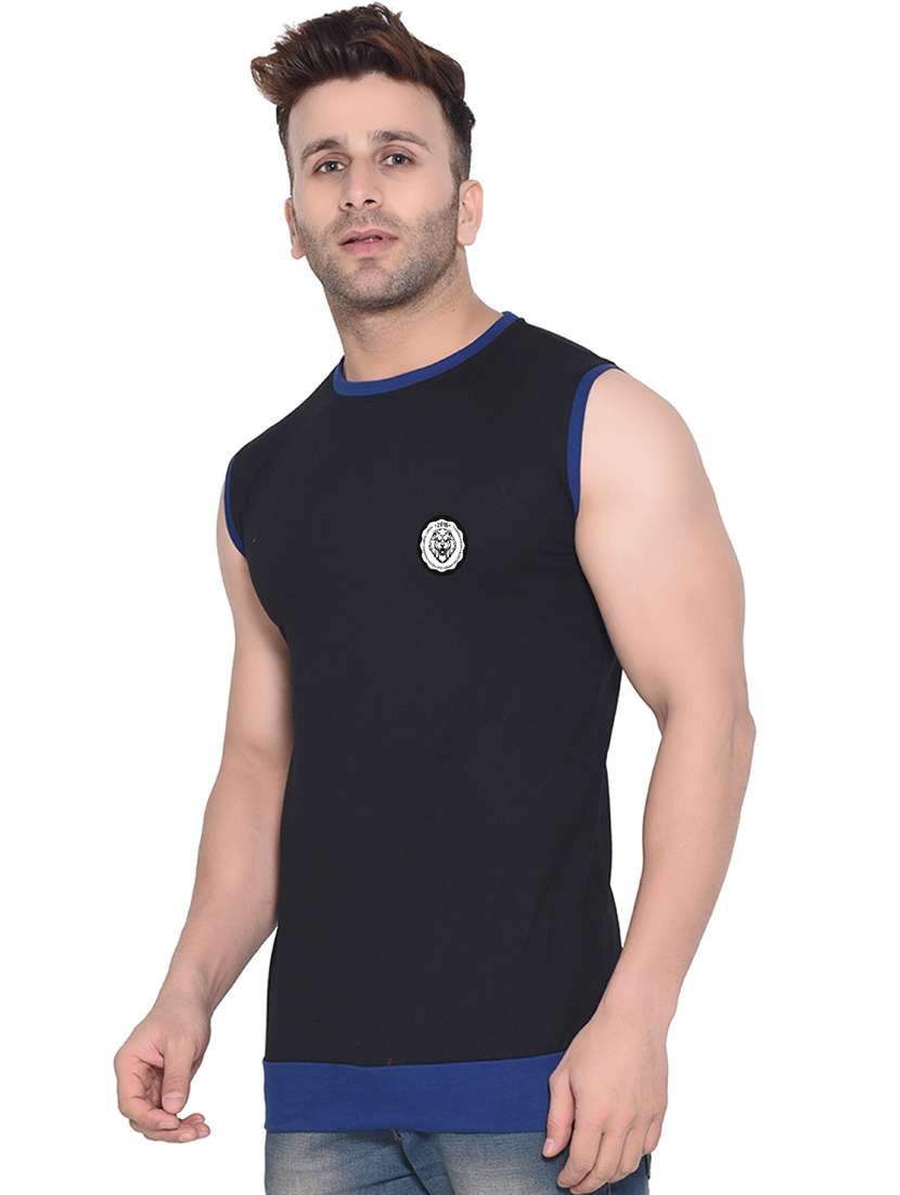 men logo print round neck sleeveless t-shirt - 20841725 -  Standard Image - 1