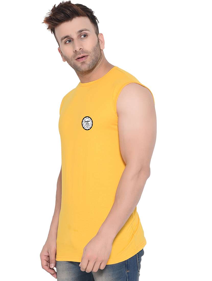men logo print round neck sleeveless t-shirt - 20841730 -  Standard Image - 1