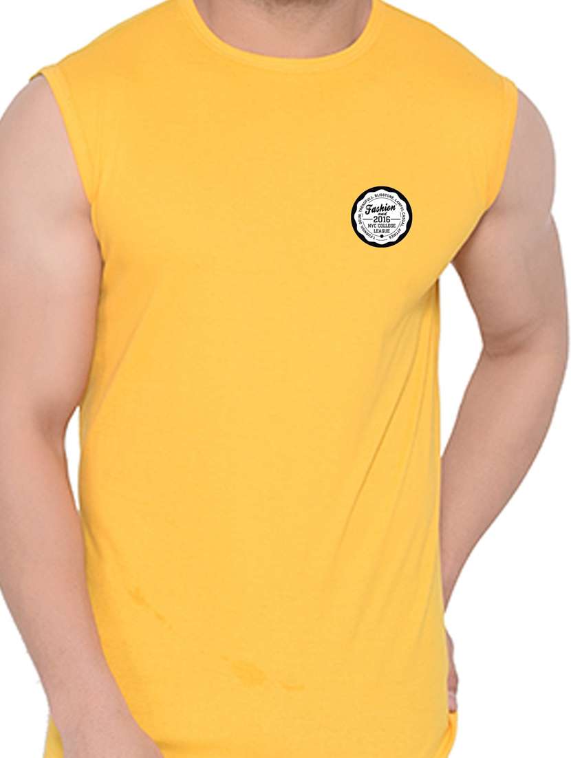 men logo print round neck sleeveless t-shirt - 20841730 -  Standard Image - 4