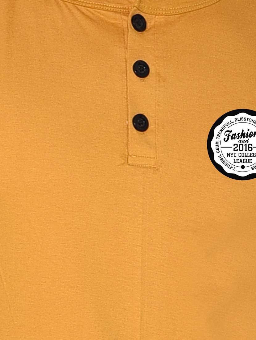 mustard solid cotton blend t-shirt - 20841745 -  Standard Image - 4