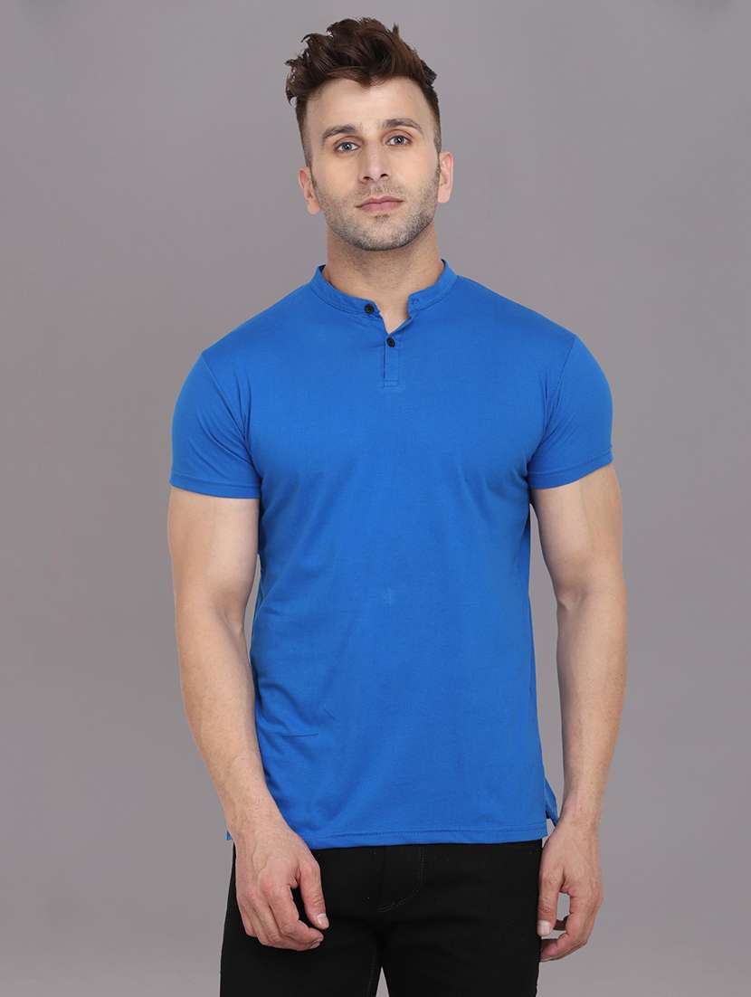 blue cotton blend t-shirt