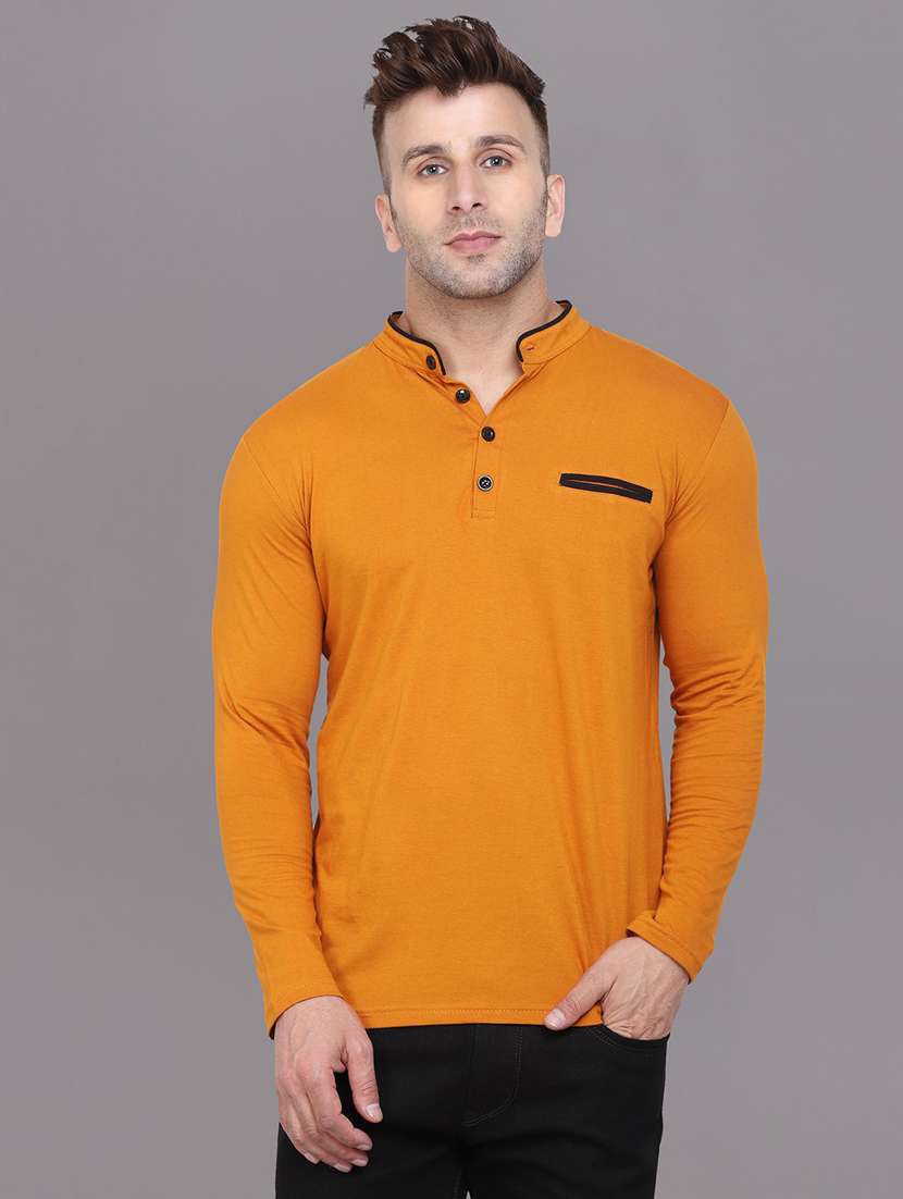 mustard cotton blend t-shirt