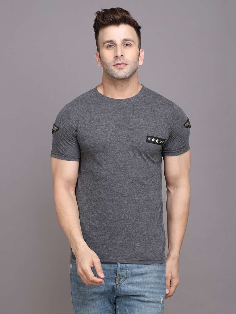 grey cotton blend t-shirt
