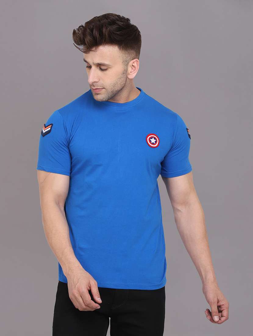 men round neck solid t-shirt