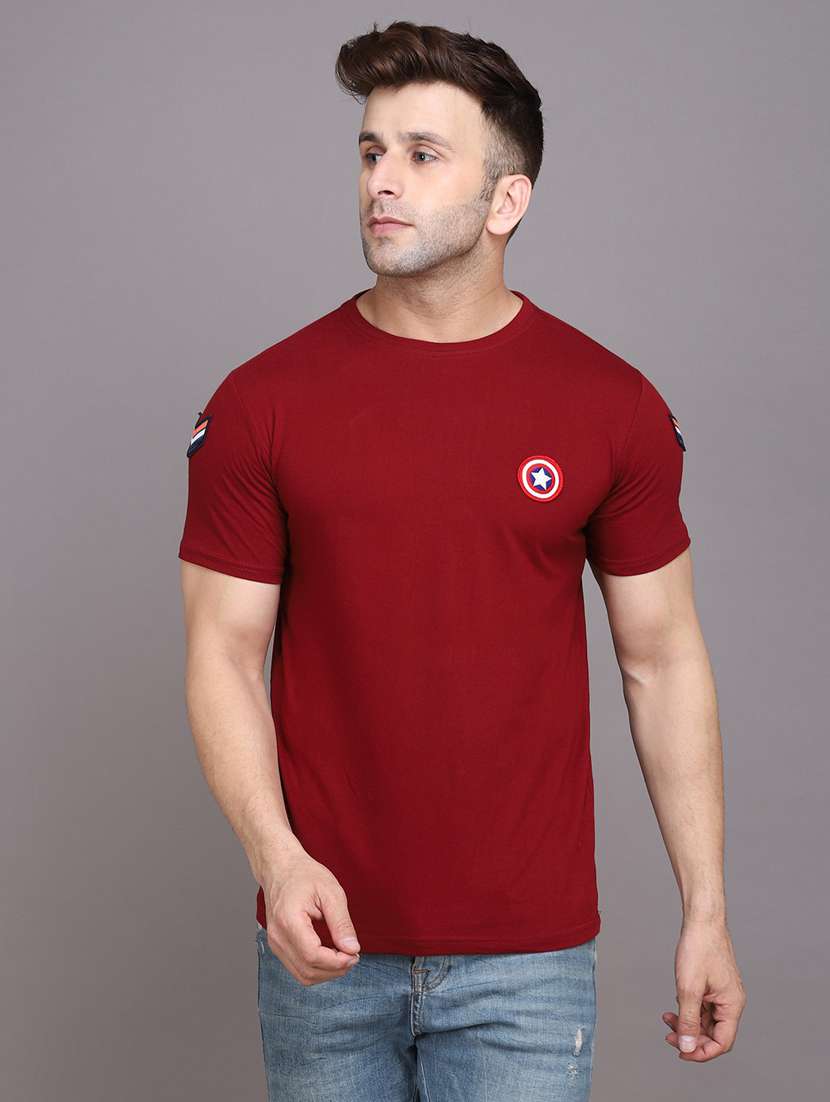 maroon cotton blend t-shirt
