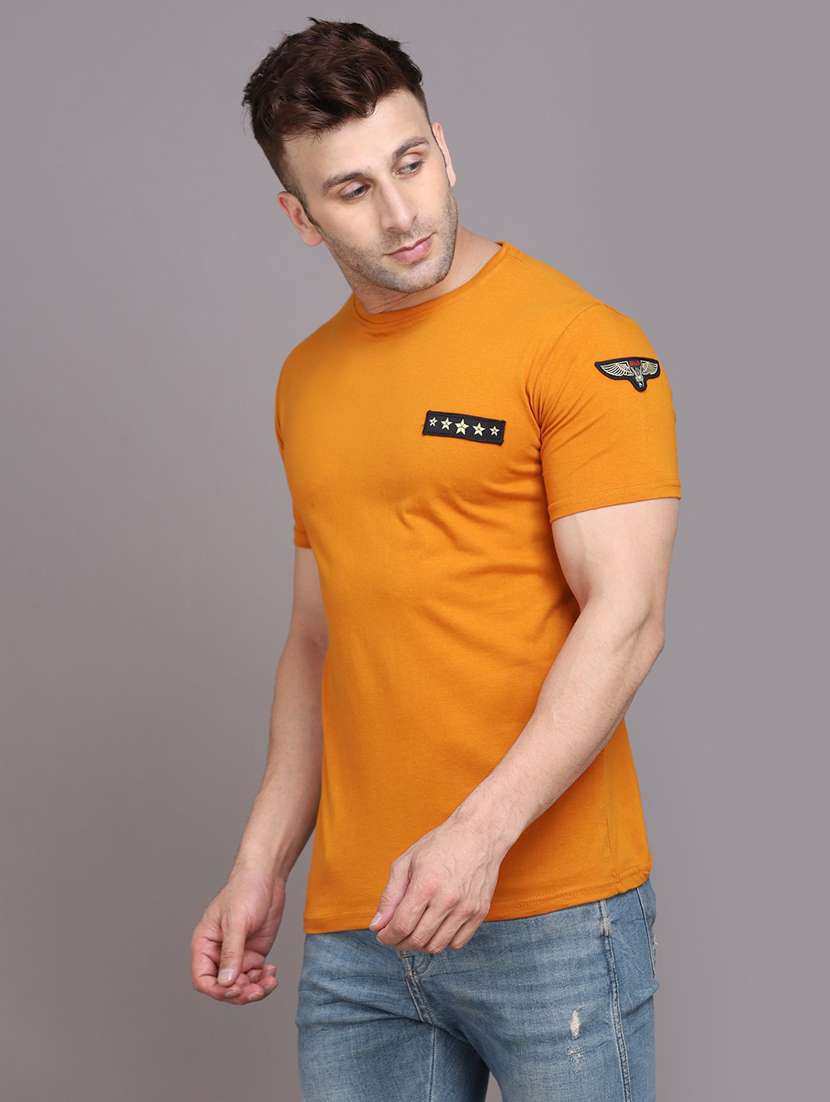 yellow cotton blend all over print t-shirt - 20841834 -  Standard Image - 1