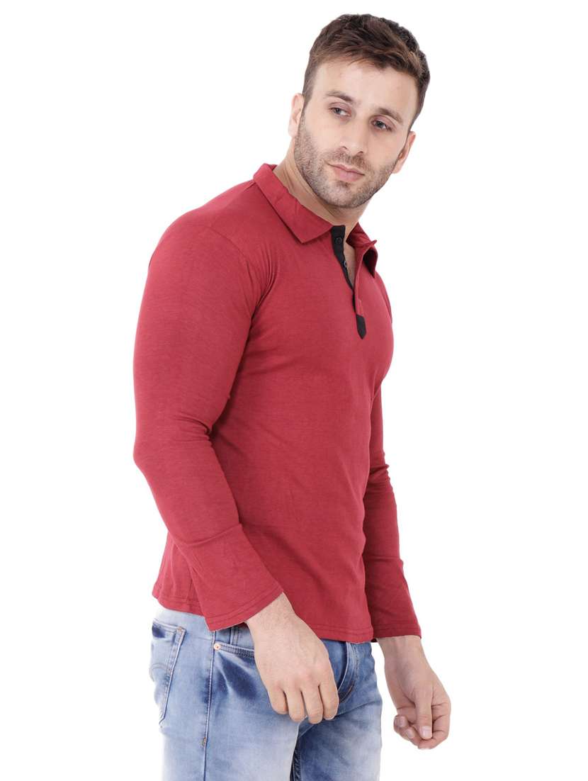maroon cotton blend t-shirt - 20841858 -  Standard Image - 1