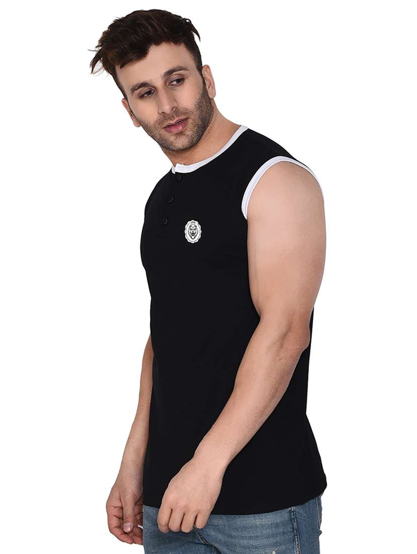 black  solid cotton blend t-shirt - 20841867 -  Standard Image - 1