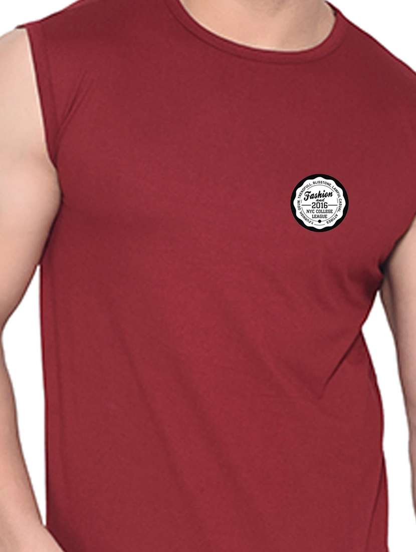 maroon solid cotton blend t-shirt - 20841872 -  Standard Image - 4