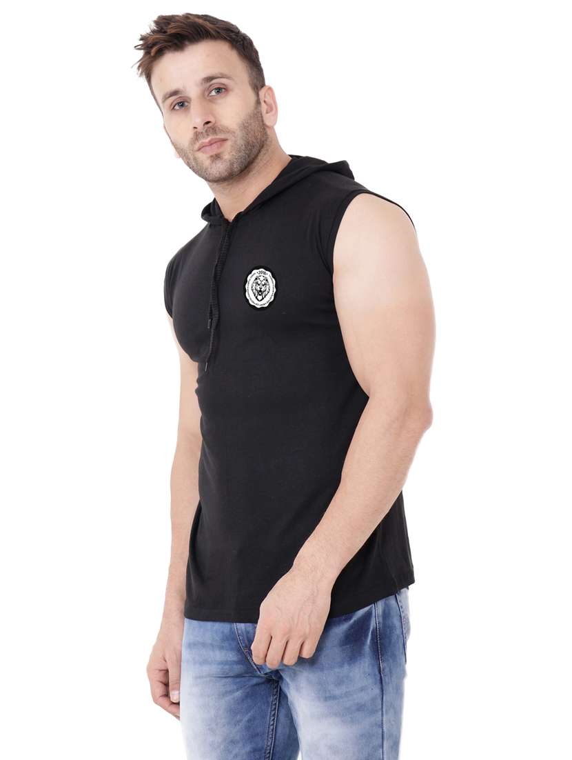 men solid sleeveless hooded t-shirt - 20841890 -  Standard Image - 1