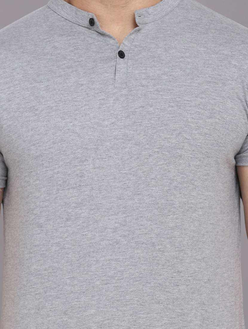 men solid mandarin neck t-shirt - 20841893 -  Standard Image - 4