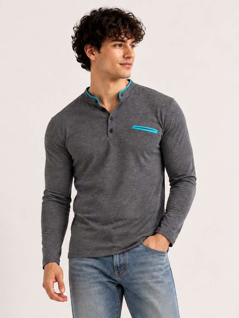 men grey slim fit solid t-shirt