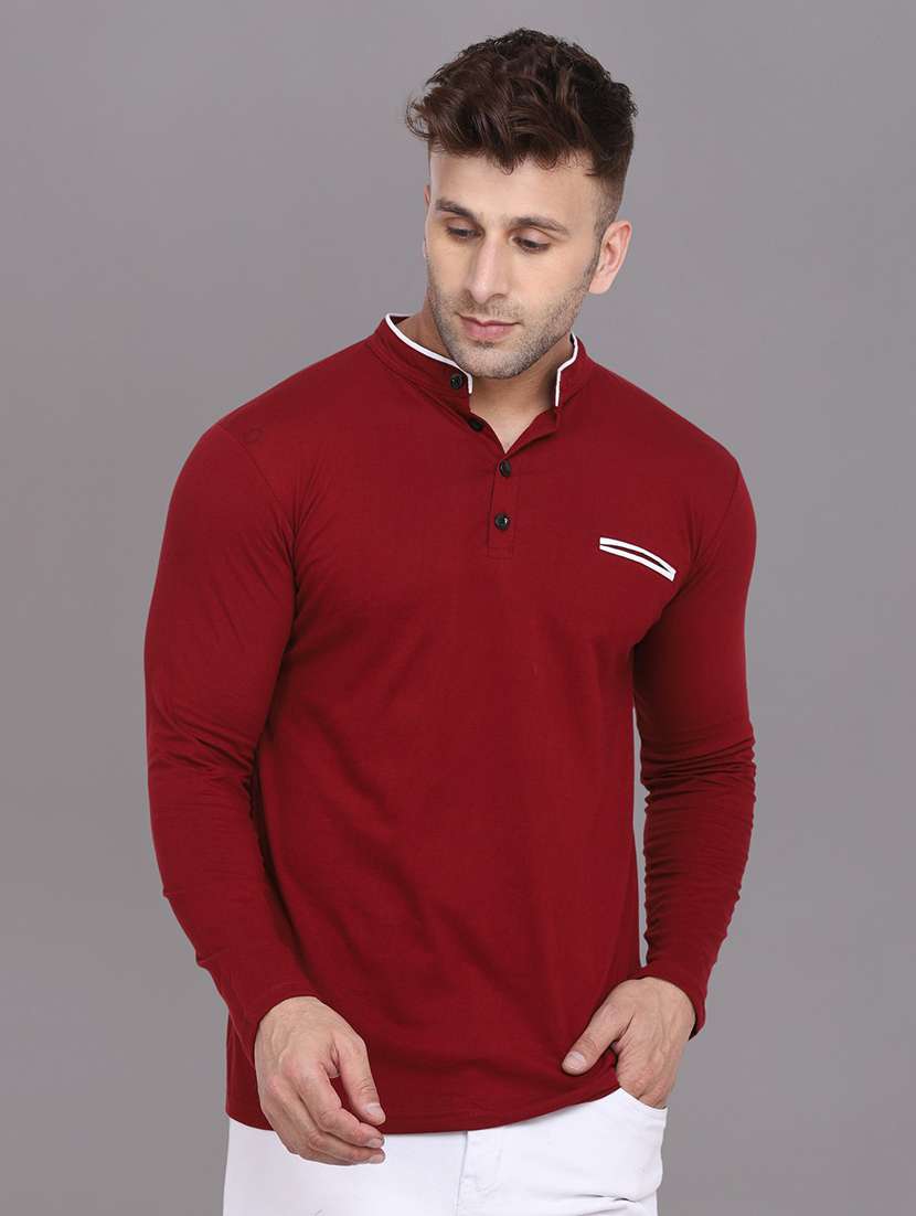 maroon cotton blend t-shirt