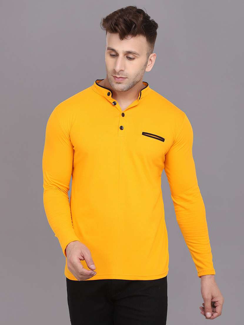 yellow cotton blend t-shirt