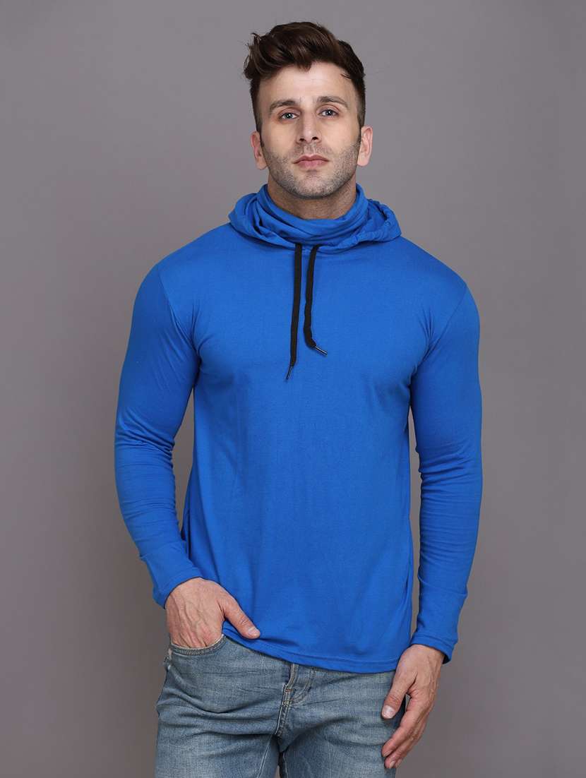 blue cotton blend t-shirt