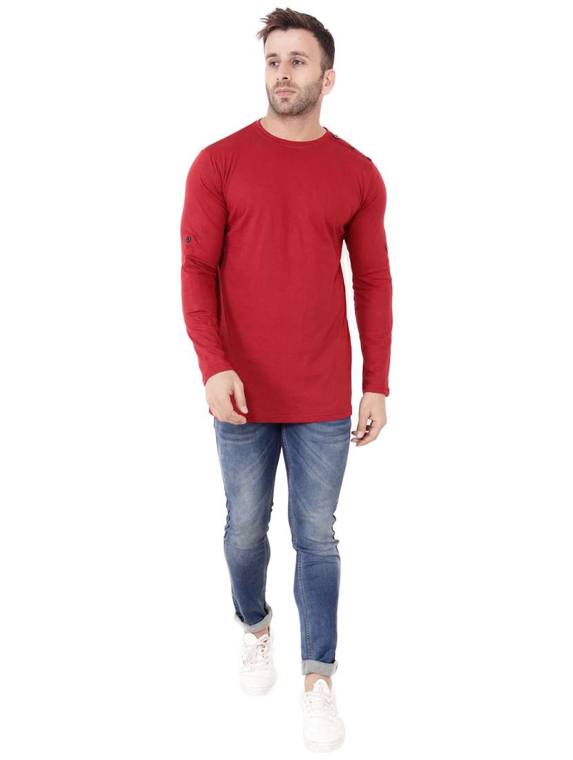 maroon cotton blend t-shirt - 20841928 -  Standard Image - 4