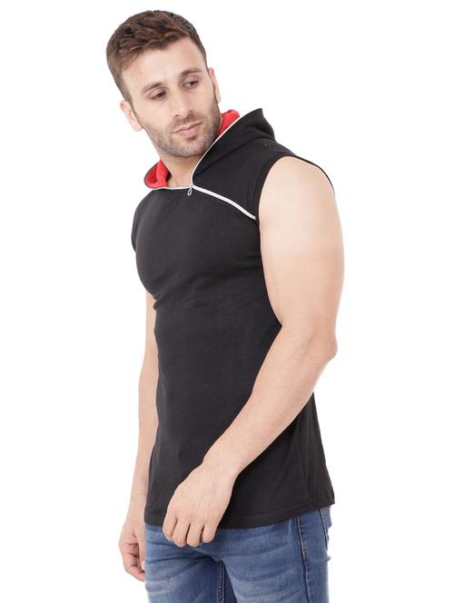 black solid cotton blend t-shirt - 20841931 - Standard Image - 0