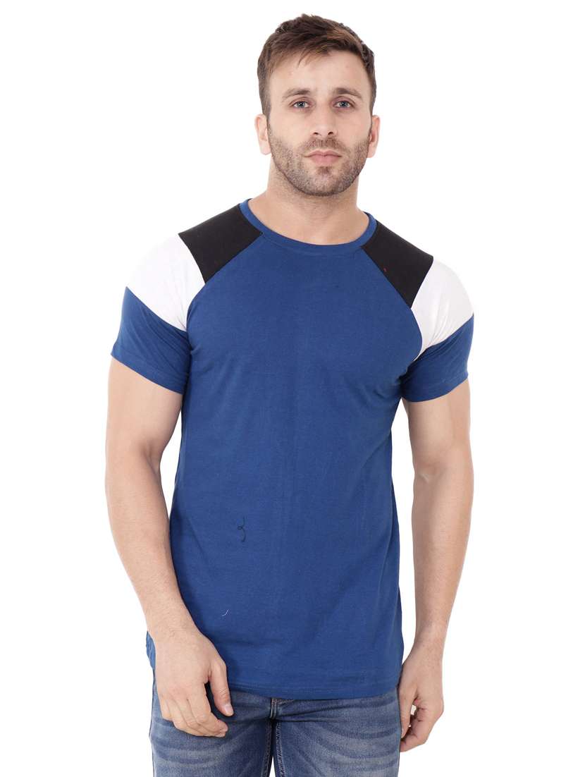 blue cotton blend t-shirt