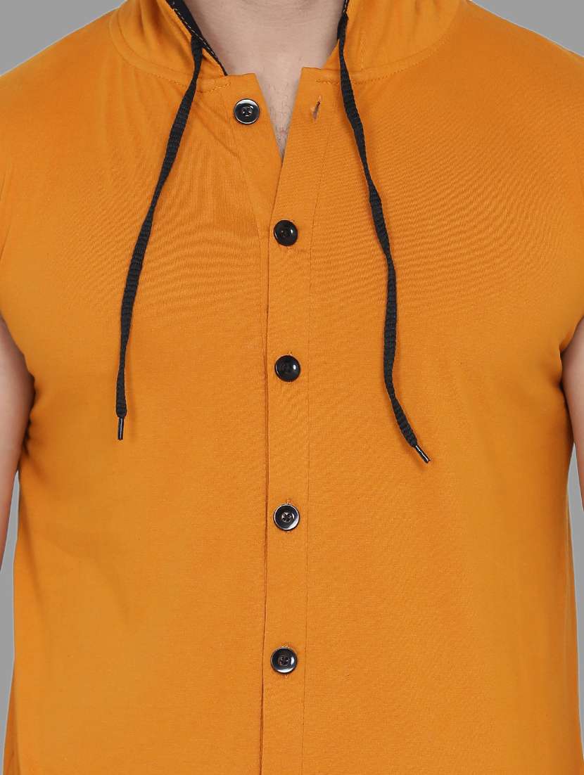 men solid hooded sleeveless t-shirt - 20841945 -  Standard Image - 4