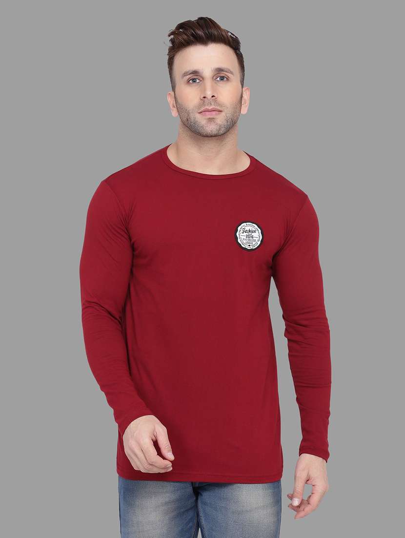 maroon cotton blend t-shirt